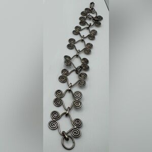 Silver Swirl Link Art Deco Bracelet